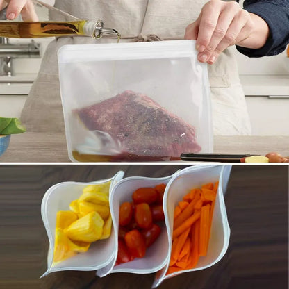 Bolsas reutilizables para congelador de alimentos, bolsas Ziplock de silicona a prueba de fugas, sin BPA, para almacenamiento de carne, frutas y verduras, aptas para lavavajillas, 1/2/3/5 Uds.