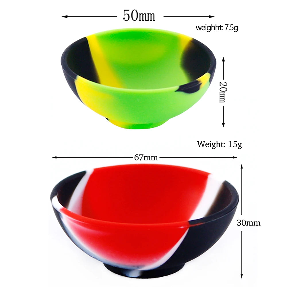 2Pcs Household Silicone Container Bowl 67mm 50mm Multi-Color Tobacco Herb Smoking Accessories Kitchen Home Smoke Storage Box