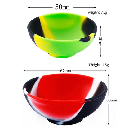 2Pcs Household Silicone Container Bowl 67mm 50mm Multi-Color Tobacco Herb Smoking Accessories Kitchen Home Smoke Storage Box