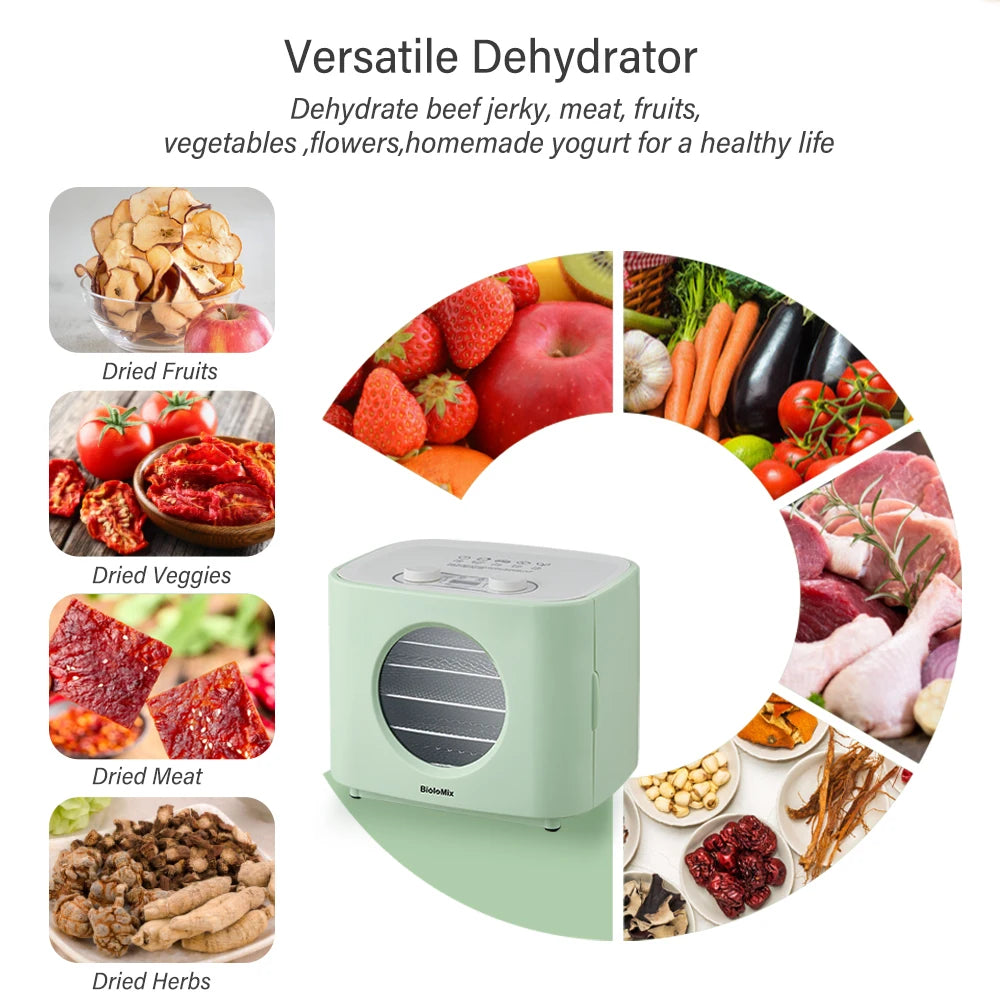 BioloMix 5 plateaux métalliques déshydrateur alimentaire séchoir à Fruits avec fonction de brassage affichage LED numérique pour la viande séchée, les herbes, la viande et les légumes