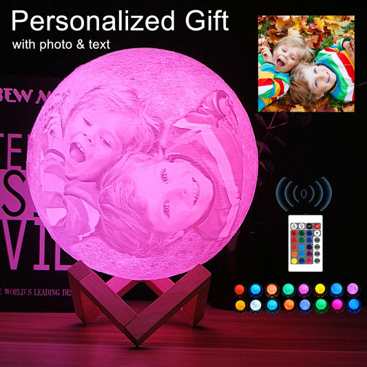 Personalización de foto impresión 3D Luz de Noche De Luna lámpara novedosa decoración de mesa recargable por USB táctil/remoto 2/16 colores luz de luna