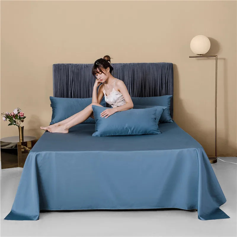 High quality Egyptian cotton flat bed sheet bed sheets twin king queen size pillowcases Solid Color Right-angle sheets 60S