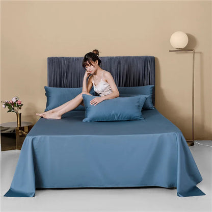 Sábana plana de algodón egipcio de alta calidad, sábanas para cama, fundas de almohada tamaño king y queen, sábanas de Color sólido en ángulo recto 60S