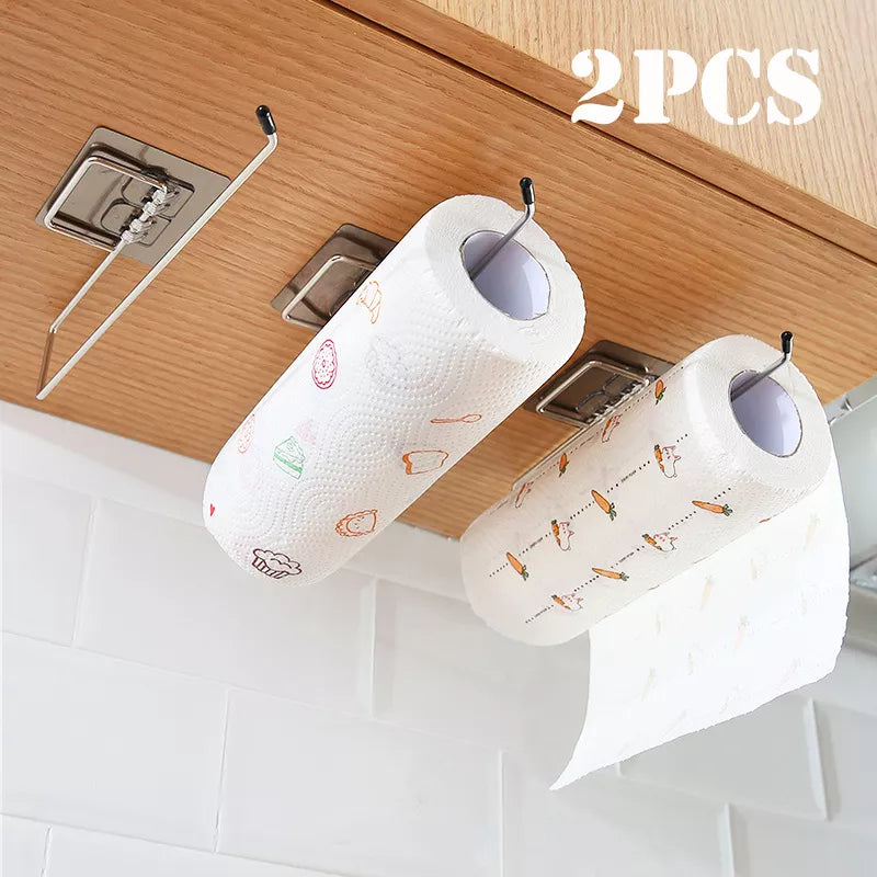 Soporte de papel higiénico colgante, portarrollos de papel, toallero de baño, soporte de cocina, estante de papel, estantes de almacenamiento para el hogar, 1/2 Uds.