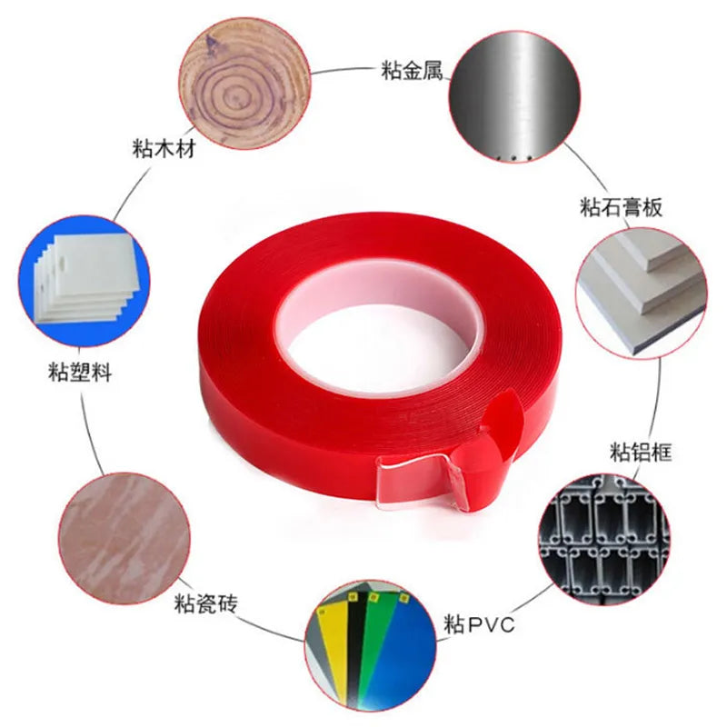 3/5/8/10/12/15/20/30/35mm Double Sided Adhesive Tape Acrylic Transparent No Traces Sticker for LED Strip Car Fixed Tablet Fixed