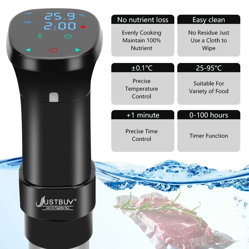 JUST BUY 7ª generación de acero inoxidable IPX7 resistente al agua LCD táctil Sous Vide cocina circulador de inmersión máquina de cocción lenta