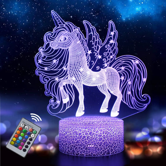 Nighdn Lámpara de Noche de Unicornio LED 3D para Regalos de niños Lámpara de Unicornio 16 Cambio de Colores con Control Remoto Regalo de San Valentín Cumpleaños