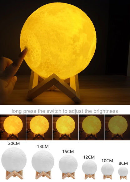 Livraison directe Photo/texte personnalisé lune lampe veilleuse impression 3D Rechargeable personnalisé synchronisation lune lumière cadeau pour enfants, petite amie