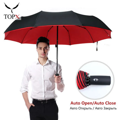 Parapluie Double couche résistant au vent, entièrement automatique, pour hommes et femmes, résistant à la pluie, 10K, de luxe, Business, grand Parasol