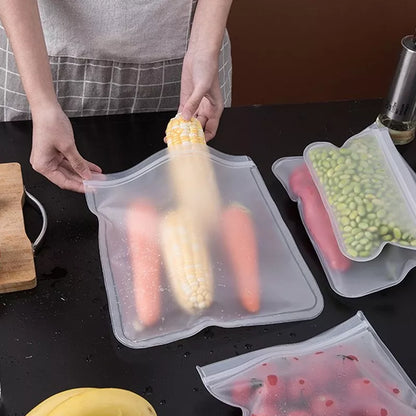 Bolsas reutilizables para congelador de alimentos, bolsas Ziplock de silicona a prueba de fugas, sin BPA, para almacenamiento de carne, frutas y verduras, aptas para lavavajillas, 1/2/3/5 Uds.