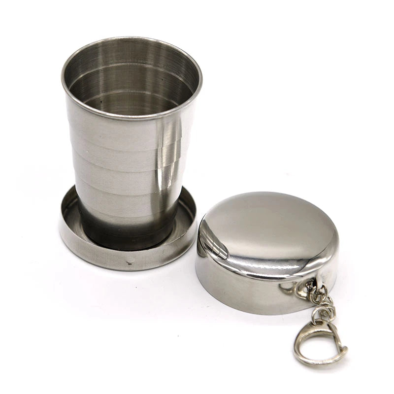 Tasse pliante en acier inoxydable 75/150/250ML, ustensiles de cuisine de Camping, tasse rétractable, tasses à thé, ustensiles de Camp, vaisselle, tasse pliée