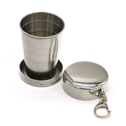 Taza plegable de acero inoxidable de 75/150/250ML, utensilios de cocina para acampar, taza retráctil, utensilios de té, vajilla, taza plegable