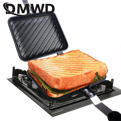 Sandwichera antiadherente a Gas, máquina de hierro para pan tostado, máquina de desayuno, gofres, tortitas, hornear, barbacoa, horno, molde, parrilla, sartén