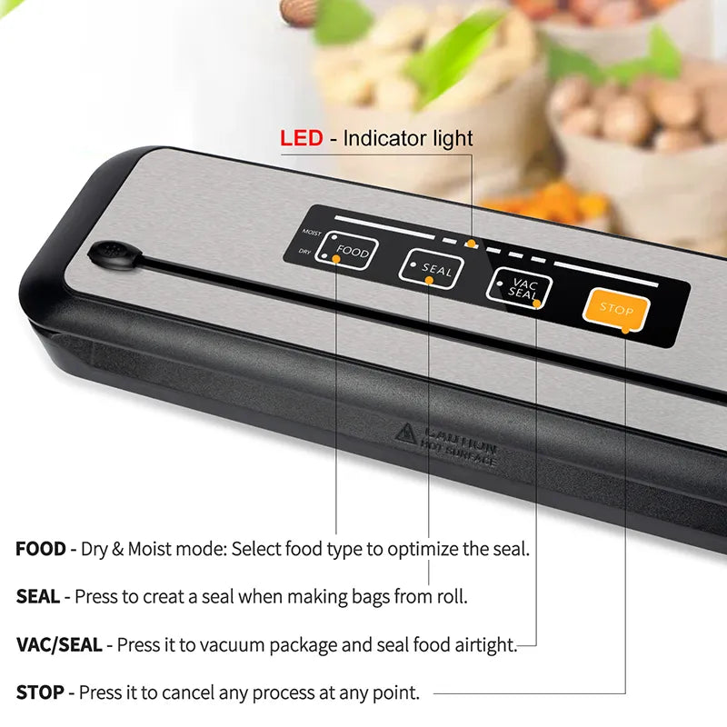 YUMYTH Household Vacuum Sealer Food Storage -60KPA Vacuum Sealer Packaging Machine Sous Vide Vacuum Bags & Built-in Cutter T287