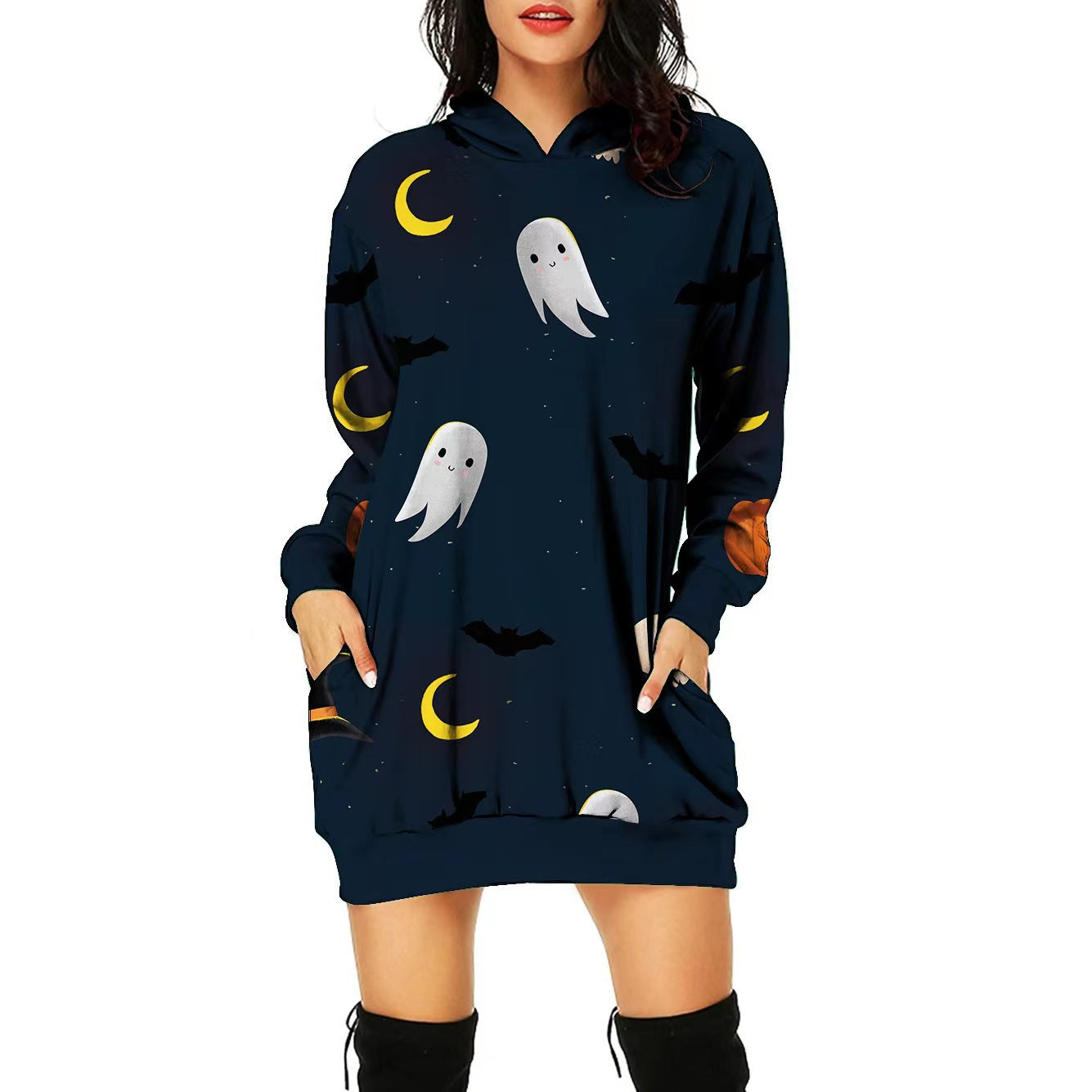 Vestido con estampado de posicionamiento temático de Halloween para mujer