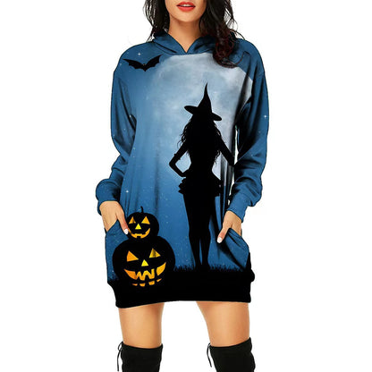 Women's Halloween Theme Positioning Print Dress