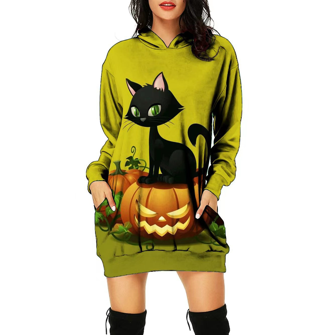 Vestido con estampado de posicionamiento temático de Halloween para mujer