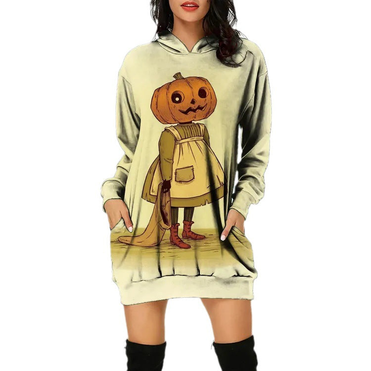 Pull à capuche pour femme imprimé Halloween