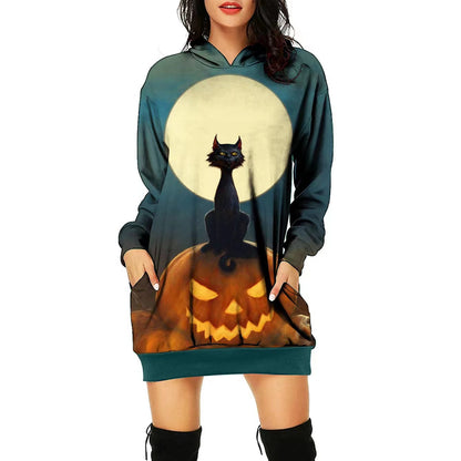 Vestido con estampado de posicionamiento temático de Halloween para mujer