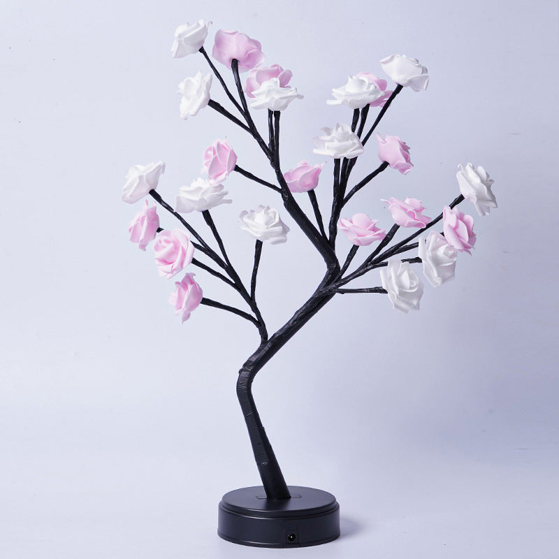 Lampe de Table en forme d'arbre à fleurs et de roses, veilleuse féerique de bureau, alimentée par USB, cadeaux pour mariage, saint-valentin, décoration de noël