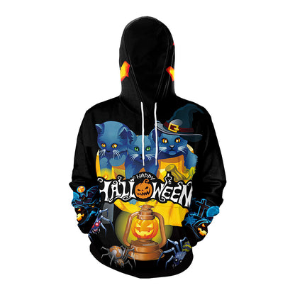 Women's Halloween Couple Loose Hooded Sweater