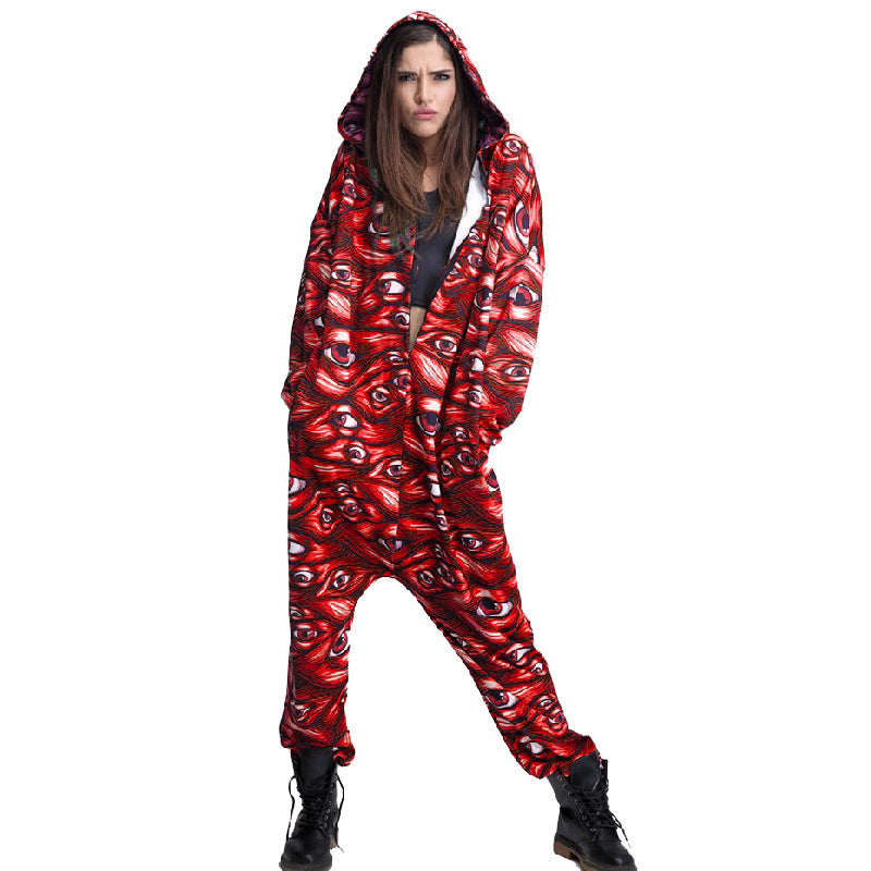 Mono holgado con estampado de Halloween para mujer