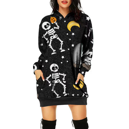 Robe imprimée de positionnement sur le thème d'Halloween pour femmes