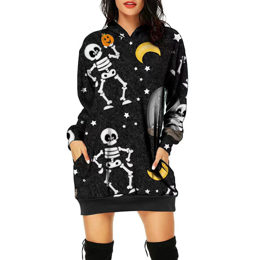 Vestido con estampado de posicionamiento temático de Halloween para mujer