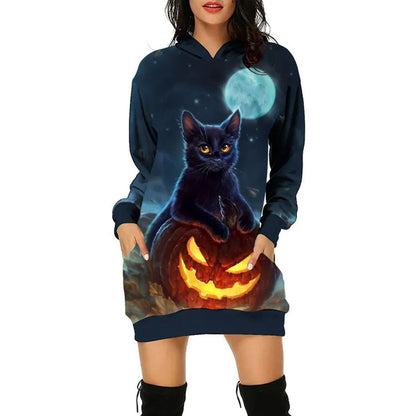 Jersey con capucha para mujer con estampado de Halloween