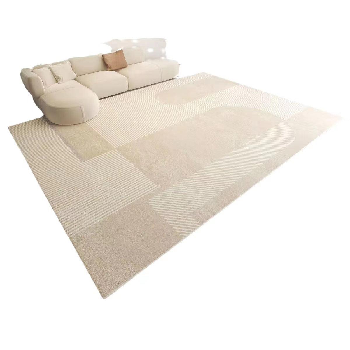 Tapis de style crème simple pour table basse de salon