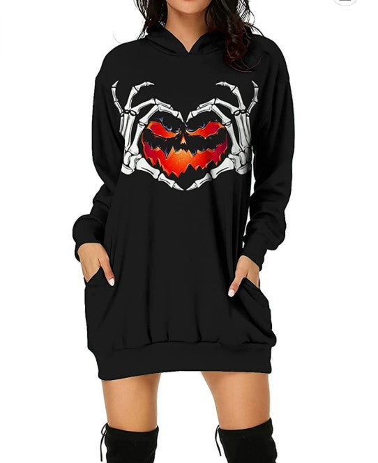 Pull à capuche pour femme imprimé Halloween