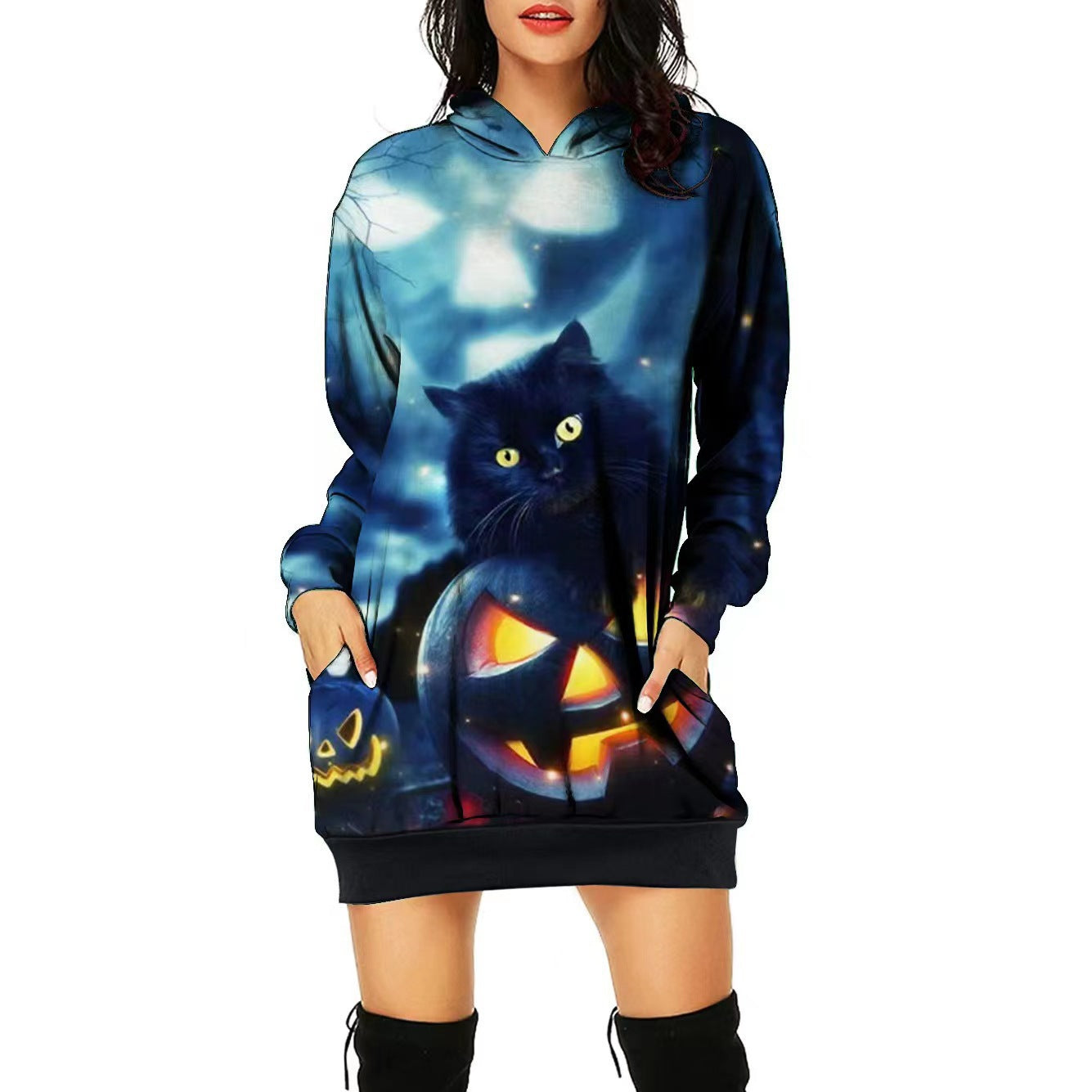 Vestido con estampado de posicionamiento temático de Halloween para mujer