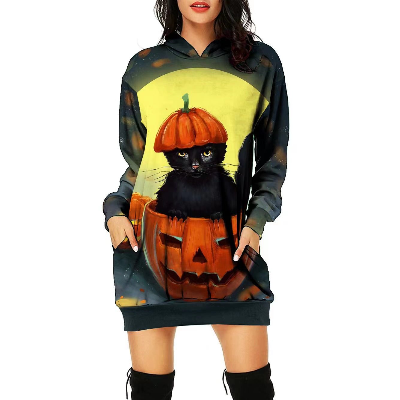 Vestido con estampado de posicionamiento temático de Halloween para mujer