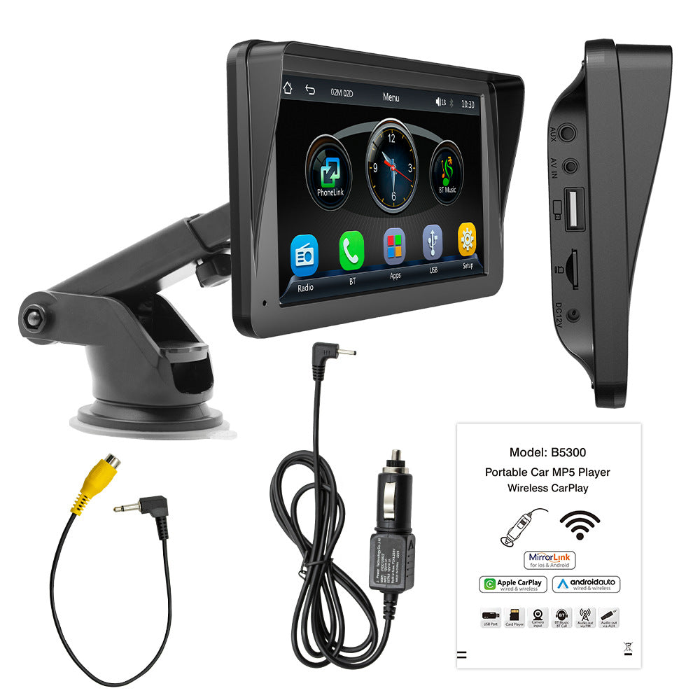 Portable Vehicle-mounted MP5 Player Wireless Carplay Bluetooth Reversing Image Multi-function Card Inserting Machine