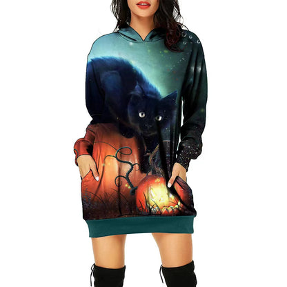 Vestido con estampado de posicionamiento temático de Halloween para mujer