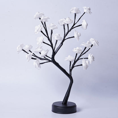 Lampe de Table en forme d'arbre à fleurs et de roses, veilleuse féerique de bureau, alimentée par USB, cadeaux pour mariage, saint-valentin, décoration de noël