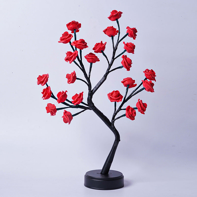 Lampe de Table en forme d'arbre à fleurs et de roses, veilleuse féerique de bureau, alimentée par USB, cadeaux pour mariage, saint-valentin, décoration de noël