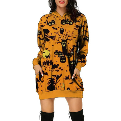 Jersey con capucha para mujer con estampado de Halloween