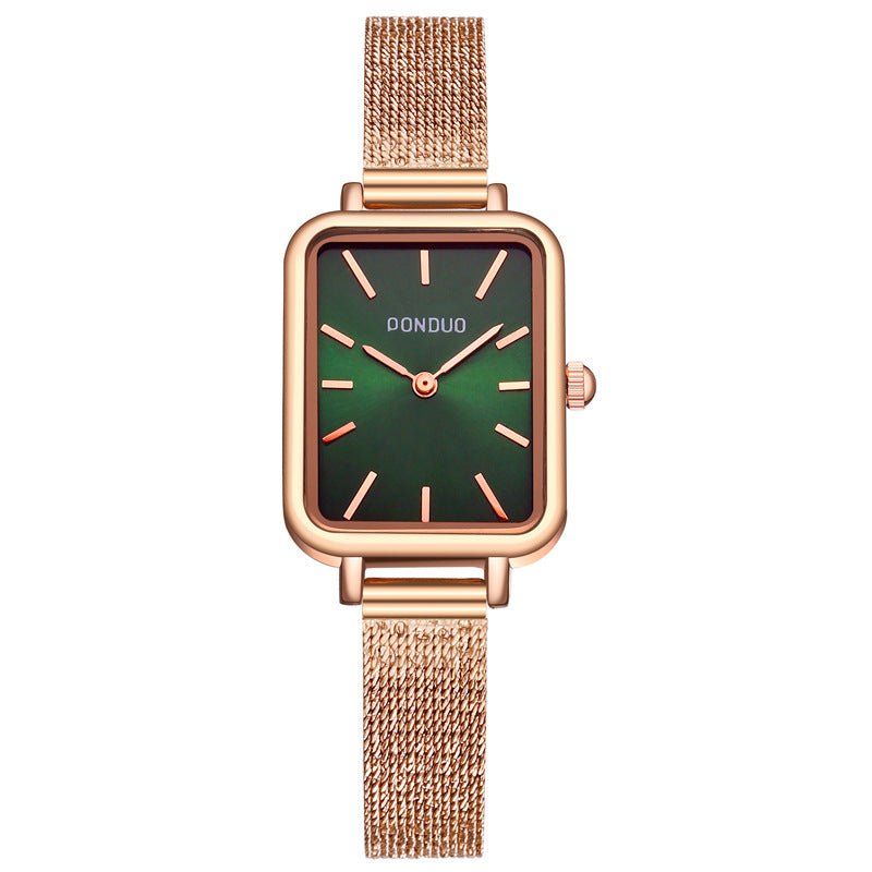 Petite montre verte carrée, pointeur de Style coréen pour dames