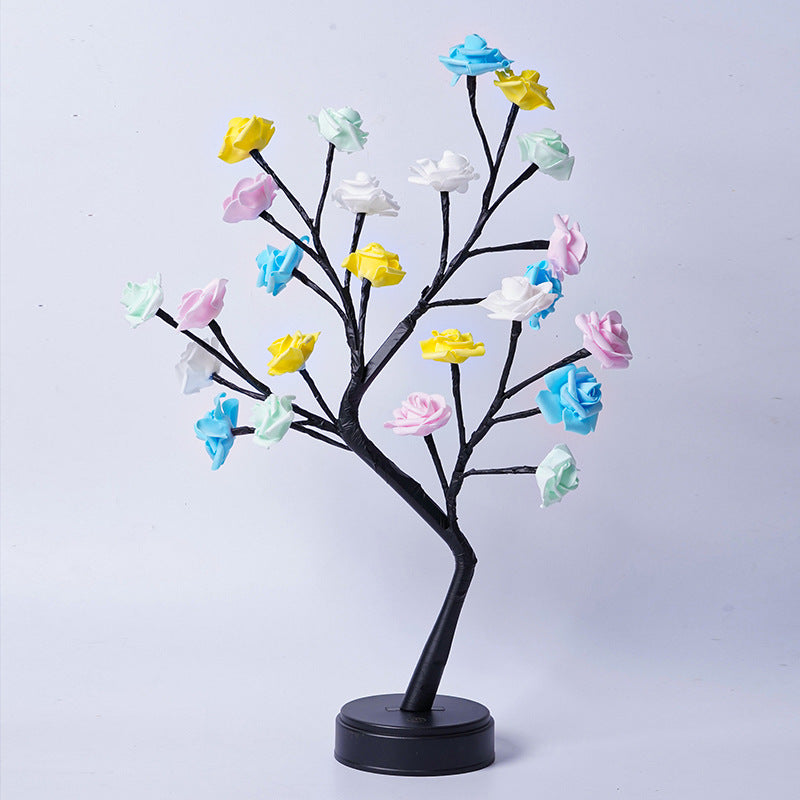 Lámpara de mesa con flores, árbol, rosas, luces nocturnas de escritorio de hadas, regalos operados por USB para decoración de boda, San Valentín y Navidad