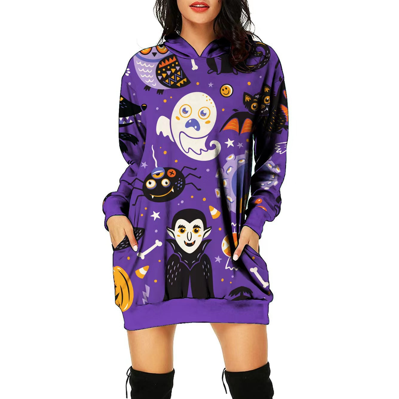 Vestido con estampado de posicionamiento temático de Halloween para mujer