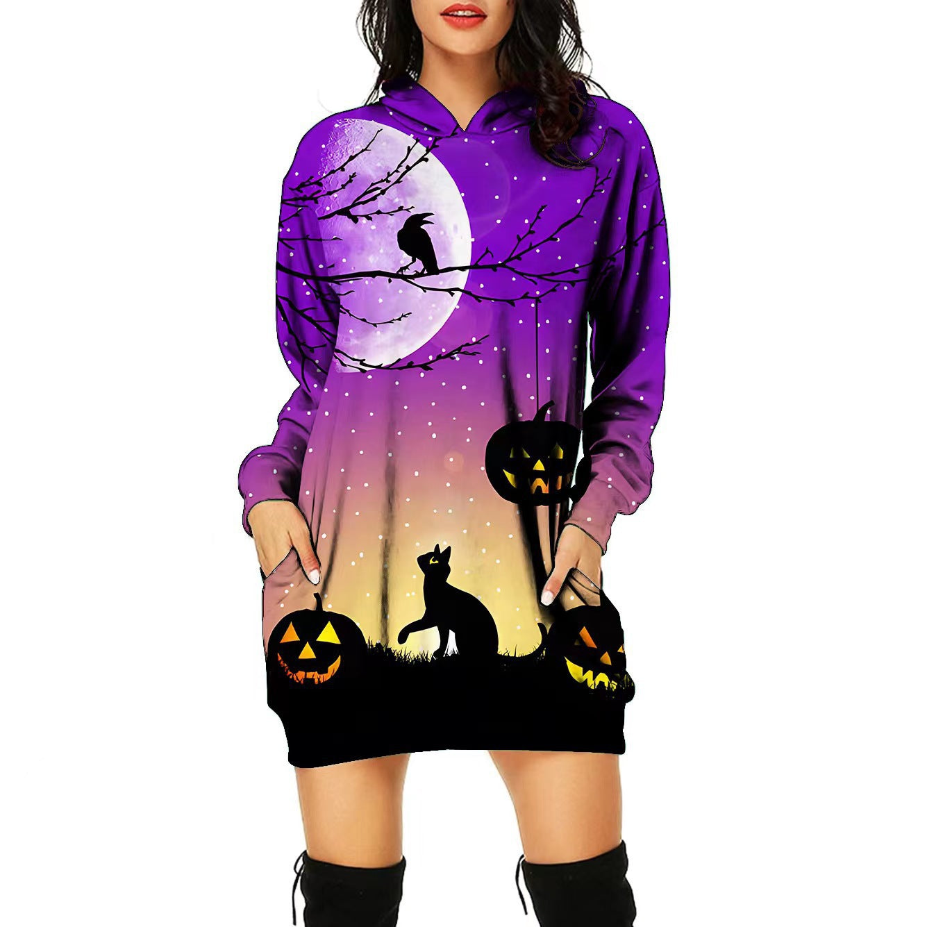 Robe imprimée de positionnement sur le thème d'Halloween pour femmes