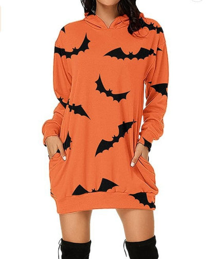 Ladies Hooded Pullover Halloween Print