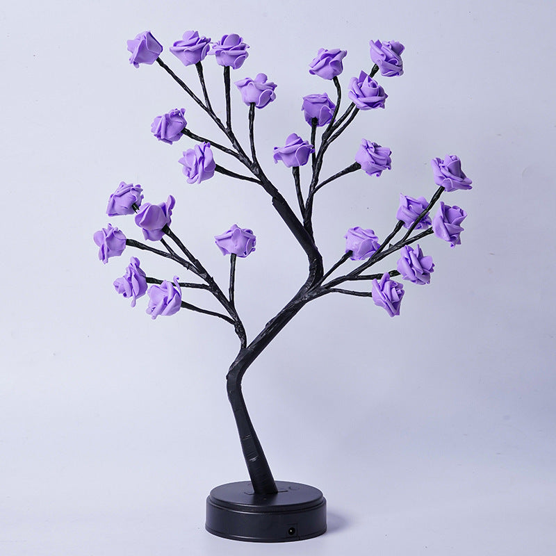 Lámpara de mesa con flores, árbol, rosas, luces nocturnas de escritorio de hadas, regalos operados por USB para decoración de boda, San Valentín y Navidad