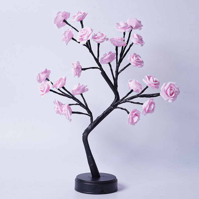 Lampe de Table en forme d'arbre à fleurs et de roses, veilleuse féerique de bureau, alimentée par USB, cadeaux pour mariage, saint-valentin, décoration de noël