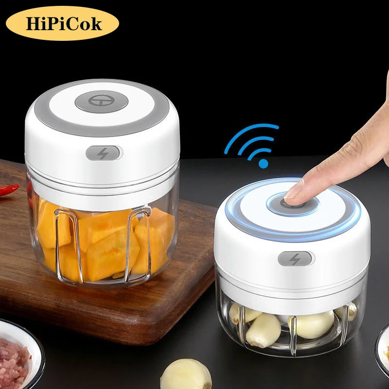 HiPiCok hachoir électrique hachoir à viande broyeur à ail Mini presse à ail hachoir à légumes Masher Machine USB Gadgets de cuisine