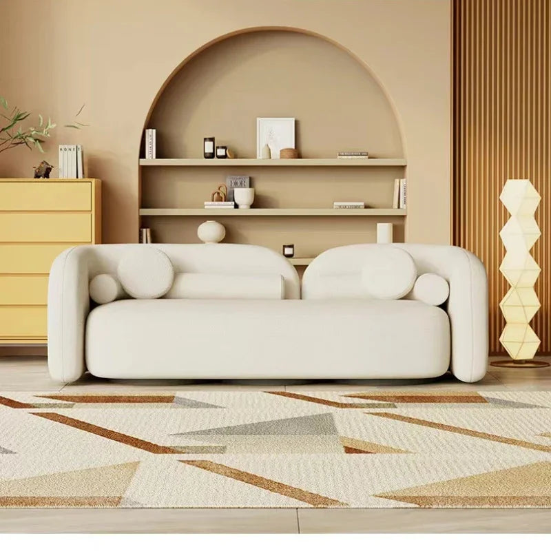 Creative Design of Hotel Reception Sofa Combination Lamb Fleece Sofa Technology Cloth Living Room Japanese Sofa Sofa Chair