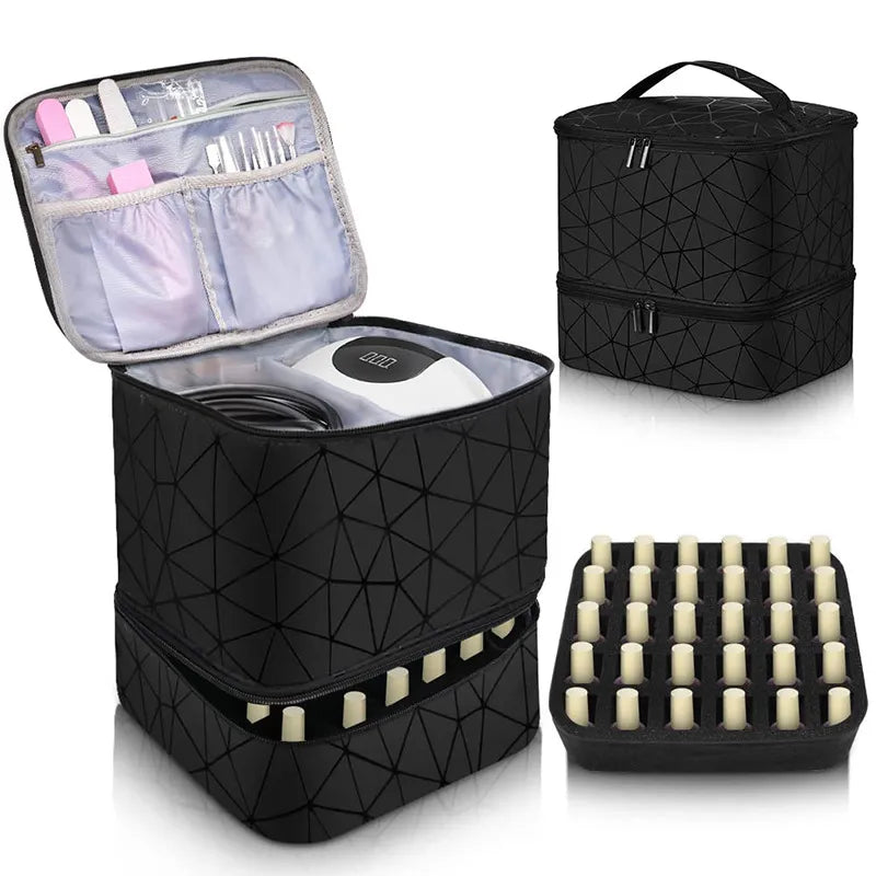 Sac de rangement de vernis à ongles, 30 bouteilles, grand sac à main Portable pour cosmétiques, organisateur avec poignée pour voyage, sac d'huile essentielle à 2 couches