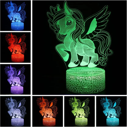 Nighdn Unicornio Luz Nocturna para Niños Ilusión 3D Lámpara Unicornio Regalos De Cumpleaños para Niñas Decoración De Dormitorio Lámpara LED De Luz Nocturna