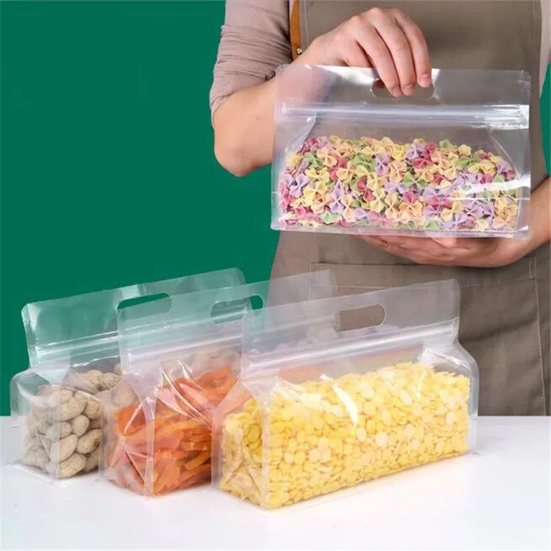 Reusable PEVA Food Bag Freezer Stand Up Food Storage Bag Silicone Bag Leakproof Top Kitchen Organizer Fresh Shut Bags BPA Free